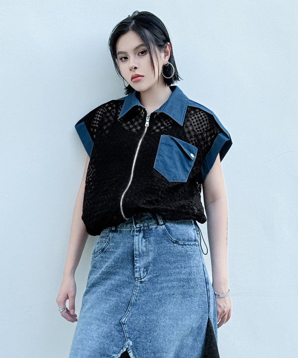 Black Mesh Layered Skirt